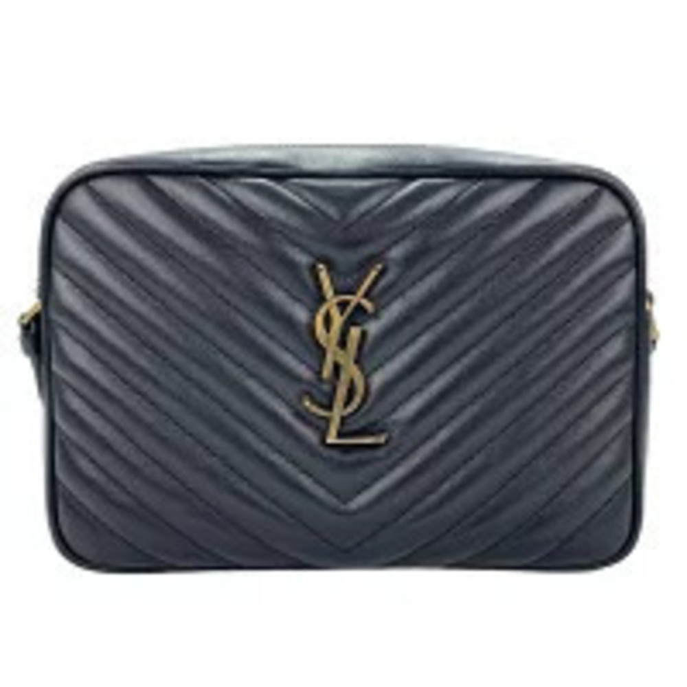 Saint Laurent Yves Leather Lou Camera Bag Fringe Shoulder Black